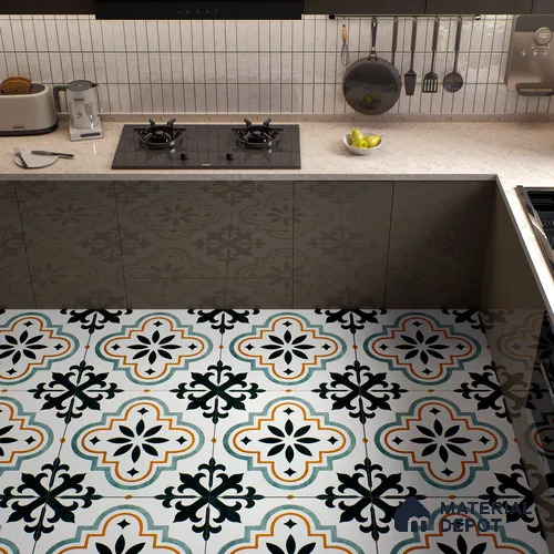 Moroccan Floor & Wall Tile TL 02122 Salt White 2 ft x 2 ft Matte Finish Vitrified Tile - 9.5 mm | Suitable For Kitchen, Balcony, Dining Area | Please Expect a Slight Variation of Pattern