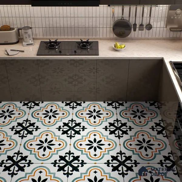 Moroccan Floor & Wall Tile TL 02122 Salt White 2 ft x 2 ft Matte Finish Vitrified Tile - 9.5 mm | Suitable For Kitchen, Bathroom, Dining Area | Please Expect a Slight Variation of Pattern