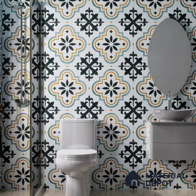 Moroccan Floor & Wall Tile TL 02122 Salt White 2 ft x 2 ft Matte Finish Vitrified Tile - 9.5 mm | Suitable For Kitchen, Bathroom, Dining Area | Please Expect a Slight Variation of Pattern