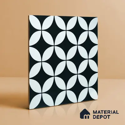 Moroccan Floor & Wall Tile TL 02119 Smoky Black 2 ft x 2 ft Matte Finish Vitrified Tile - 9.5 mm | Suitable For Kitchen, Bathroom, Dining Area | Please Expect a Slight Variation of Pattern