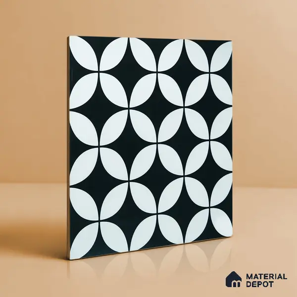 Moroccan Floor & Wall Tile TL 02119 Smoky Black 2 ft x 2 ft Matte Finish Vitrified Tile - 9.5 mm | Suitable For Kitchen, Bathroom, Dining Area | Please Expect a Slight Variation of Pattern