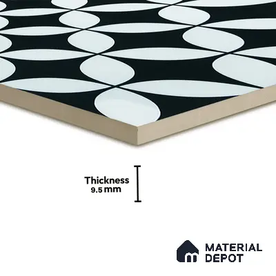 Moroccan Floor & Wall Tile TL 02119 Smoky Black 2 ft x 2 ft Matte Finish Vitrified Tile - 9.5 mm | Suitable For Kitchen, Bathroom, Dining Area | Please Expect a Slight Variation of Pattern