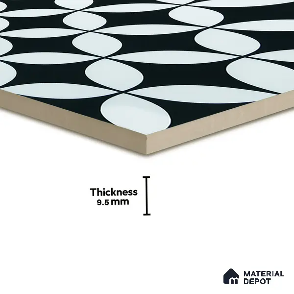 Moroccan Floor & Wall Tile TL 02119 Smoky Black 2 ft x 2 ft Matte Finish Vitrified Tile - 9.5 mm | Suitable For Kitchen, Bathroom, Dining Area | Please Expect a Slight Variation of Pattern