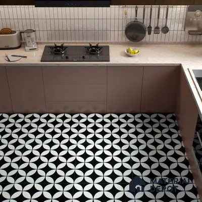 Moroccan Floor & Wall Tile TL 02119 Smoky Black 2 ft x 2 ft Matte Finish Vitrified Tile - 9.5 mm | Suitable For Kitchen, Bathroom, Dining Area | Please Expect a Slight Variation of Pattern