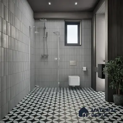 Moroccan Floor & Wall Tile TL 02119 Smoky Black 2 ft x 2 ft Matte Finish Vitrified Tile - 9.5 mm | Suitable For Kitchen, Bathroom, Dining Area | Please Expect a Slight Variation of Pattern