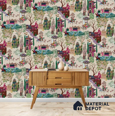 Pashmina, Indian Shawl Inspired Wallpaper for Rooms Sukoon Series Handmade Abstract Design (Customised Size Wallpaper)