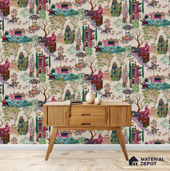 Pashmina, Indian Shawl Inspired Wallpaper for Rooms Sukoon Series Handmade Abstract Design (Customised Size Wallpaper)
