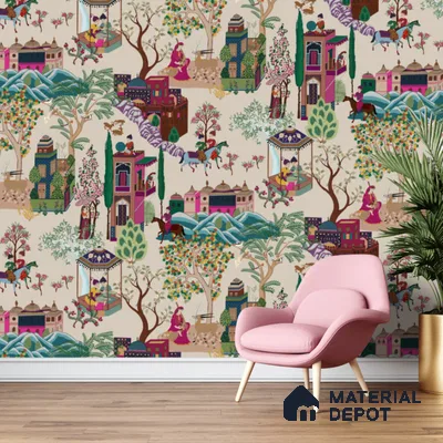 Pashmina, Indian Shawl Inspired Wallpaper for Rooms Sukoon Series Handmade Abstract Design (Customised Size Wallpaper)