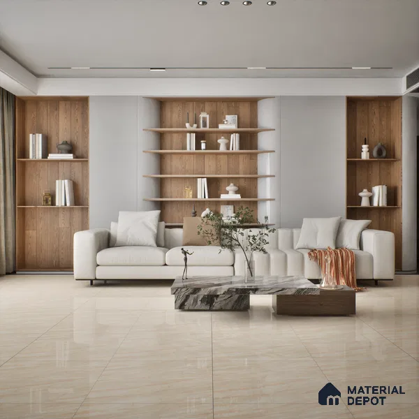 TL 02936 Pastel Cream 2 ft x 2 ft Glossy Finish Vitrified Floor & Wall Tile - 9.5 mm