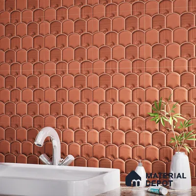 Patterned Wall Tile TL 08502 B 1 ft x 1 ft Glue Matte Finish Ceramic Tile - 10 mm | Suitable for Living Room, Bedroom, Bathroom & Kitchen | Please Expect a Slight Variation of Pattern