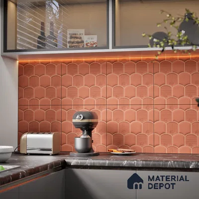 Patterned Wall Tile TL 08502 B 1 ft x 1 ft Glue Matte Finish Ceramic Tile - 10 mm | Suitable for Living Room, Bedroom, Bathroom & Kitchen | Please Expect a Slight Variation of Pattern
