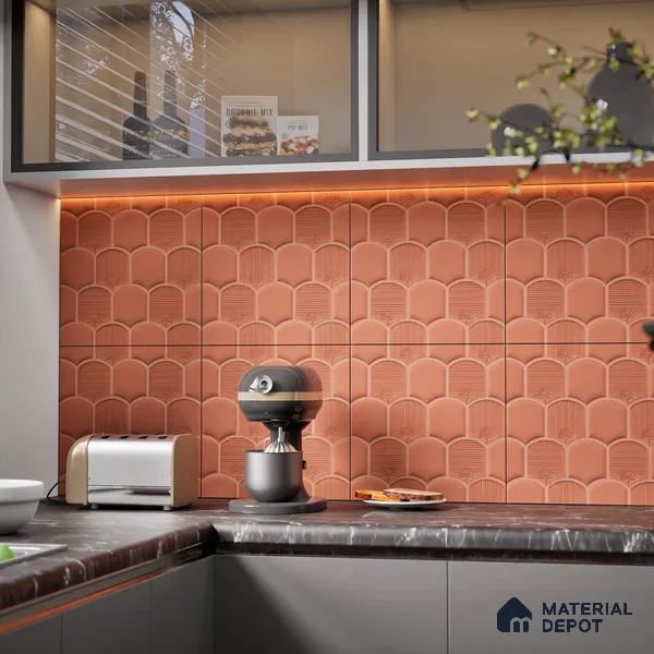 Patterned Wall Tile TL 08502 B 1 ft x 1 ft Glue Matte Finish Ceramic Tile - 10 mm | Suitable for Living Room, Bedroom, Bathroom & Kitchen | Please Expect a Slight Variation of Pattern