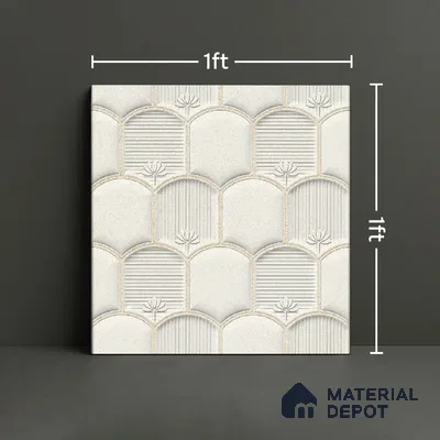 Patterned Wall Tile TL 08502 C 1 ft x 1 ft Glue Matte Finish Ceramic Tile - 10 mm | Suitable for Living Room, Bedroom, Bathroom & Kitchen | Please Expect a Slight Variation of Pattern