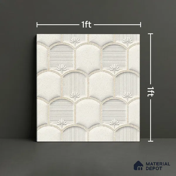 Patterned Wall Tile TL 08502 C 1 ft x 1 ft Glue Matte Finish Ceramic Tile - 10 mm | Suitable for Living Room, Bedroom, Bathroom & Kitchen | Please Expect a Slight Variation of Pattern