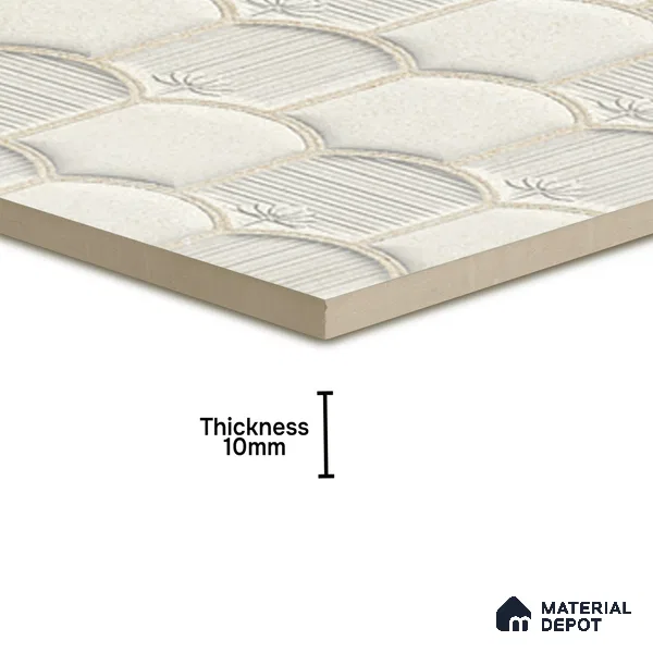 Patterned Wall Tile TL 08502 C 1 ft x 1 ft Glue Matte Finish Ceramic Tile - 10 mm | Suitable for Living Room, Bedroom, Bathroom & Kitchen | Please Expect a Slight Variation of Pattern
