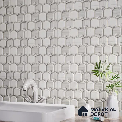 Patterned Wall Tile TL 08502 C 1 ft x 1 ft Glue Matte Finish Ceramic Tile - 10 mm | Suitable for Living Room, Bedroom, Bathroom & Kitchen | Please Expect a Slight Variation of Pattern