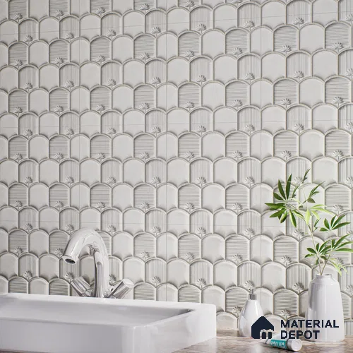 Patterned Wall Tile TL 08502 C 1 ft x 1 ft Glue Matte Finish Ceramic Tile - 10 mm | Suitable for Living Room, Bedroom, Bathroom & Kitchen | Please Expect a Slight Variation of Pattern