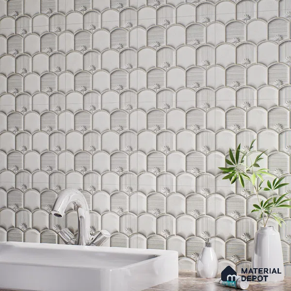 Patterned Wall Tile TL 08502 C 1 ft x 1 ft Glue Matte Finish Ceramic Tile - 10 mm | Suitable for Living Room, Bedroom, Bathroom & Kitchen | Please Expect a Slight Variation of Pattern