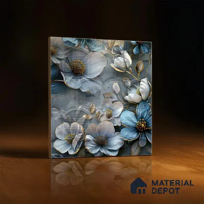 Patterned Wall Tile TL 08502 D 1 ft x 1 ft Glue Matte Finish Ceramic Tile - 10 mm | Suitable for Living Room, Bedroom, Bathroom & Kitchen | Please Expect a Slight Variation of Pattern