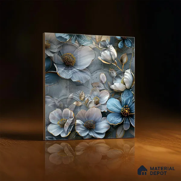 Patterned Wall Tile TL 08502 D 1 ft x 1 ft Glue Matte Finish Ceramic Tile - 10 mm | Suitable for Living Room, Bedroom, Bathroom & Kitchen | Please Expect a Slight Variation of Pattern
