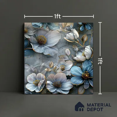 Patterned Wall Tile TL 08502 D 1 ft x 1 ft Glue Matte Finish Ceramic Tile - 10 mm | Suitable for Living Room, Bedroom, Bathroom & Kitchen | Please Expect a Slight Variation of Pattern