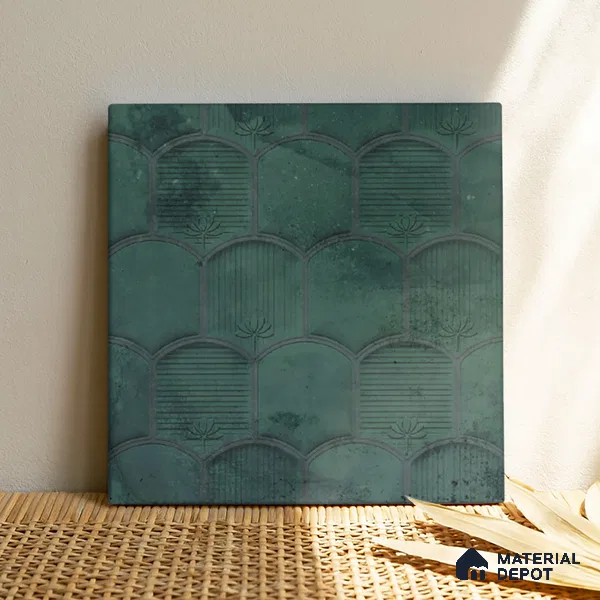 Patterned Wall Tile TL 08502 E 1 ft x 1 ft Matte Finish Ceramic Tile - 10 mm | Suitable for Living Room, Bedroom, Bathroom & Kitchen | Please Expect a Slight Variation of Pattern