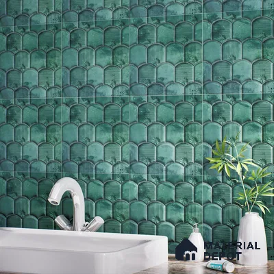 Patterned Wall Tile TL 08502 E 1 ft x 1 ft Matte Finish Ceramic Tile - 10 mm | Suitable for Living Room, Bedroom, Bathroom & Kitchen | Please Expect a Slight Variation of Pattern