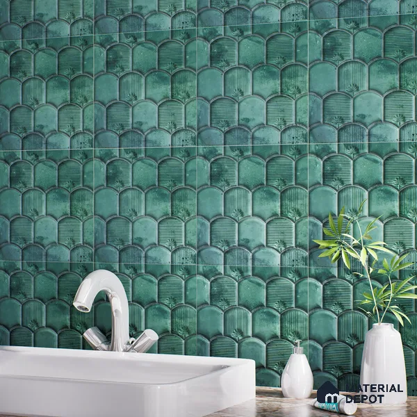 Patterned Wall Tile TL 08502 E 1 ft x 1 ft Matte Finish Ceramic Tile - 10 mm | Suitable for Living Room, Bedroom, Bathroom & Kitchen | Please Expect a Slight Variation of Pattern