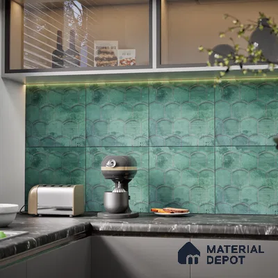 Patterned Wall Tile TL 08502 E 1 ft x 1 ft Matte Finish Ceramic Tile - 10 mm | Suitable for Living Room, Bedroom, Bathroom & Kitchen | Please Expect a Slight Variation of Pattern