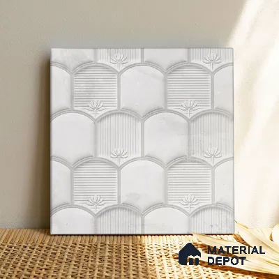 Patterned Wall Tile TL 08502 F 1 ft x 1 ft Matte Finish Ceramic Tile - 10 mm | Suitable for Living Room, Bedroom, Bathroom & Kitchen | Please Expect a Slight Variation of Pattern