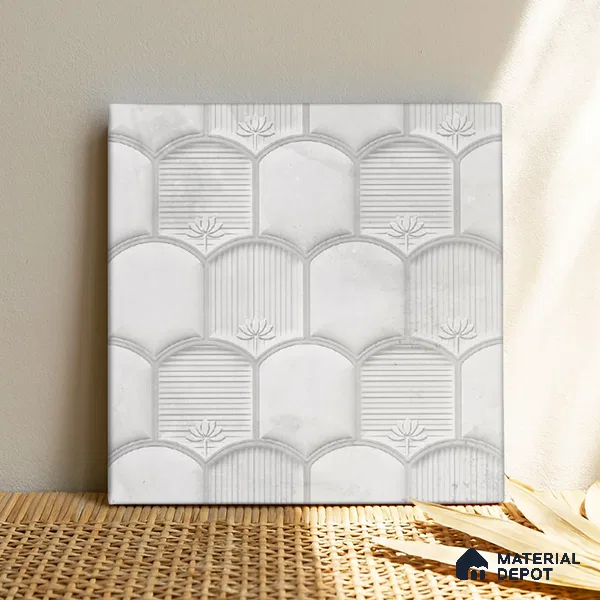 Patterned Wall Tile TL 08502 F 1 ft x 1 ft Matte Finish Ceramic Tile - 10 mm | Suitable for Living Room, Bedroom, Bathroom & Kitchen | Please Expect a Slight Variation of Pattern