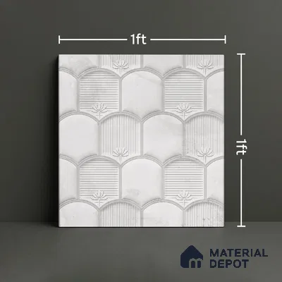 Patterned Wall Tile TL 08502 F 1 ft x 1 ft Matte Finish Ceramic Tile - 10 mm | Suitable for Living Room, Bedroom, Bathroom & Kitchen | Please Expect a Slight Variation of Pattern