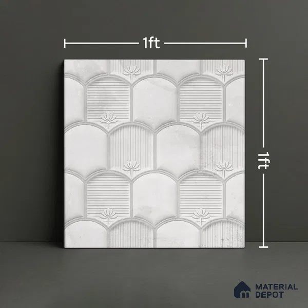 Patterned Wall Tile TL 08502 F 1 ft x 1 ft Matte Finish Ceramic Tile - 10 mm | Suitable for Living Room, Bedroom, Bathroom & Kitchen | Please Expect a Slight Variation of Pattern