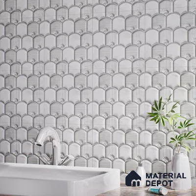 Patterned Wall Tile TL 08502 F 1 ft x 1 ft Matte Finish Ceramic Tile - 10 mm | Suitable for Living Room, Bedroom, Bathroom & Kitchen | Please Expect a Slight Variation of Pattern