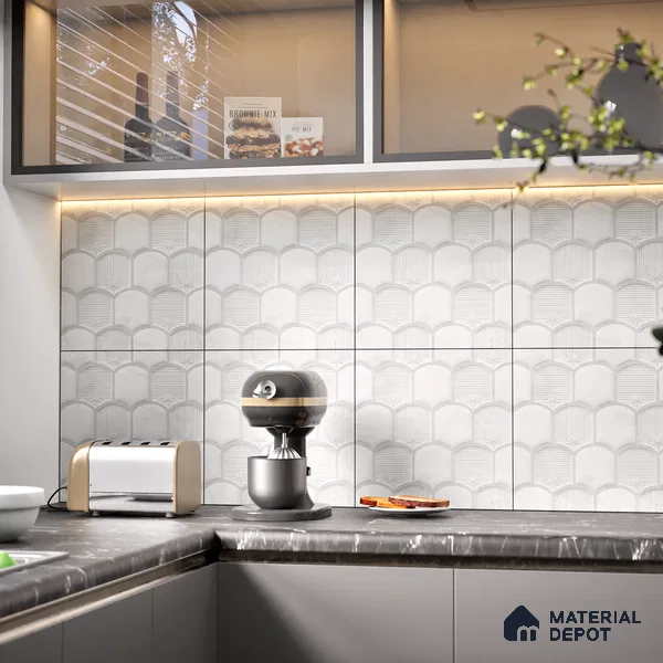 Patterned Wall Tile TL 08502 F 1 ft x 1 ft Matte Finish Ceramic Tile - 10 mm | Suitable for Living Room, Bedroom, Bathroom & Kitchen | Please Expect a Slight Variation of Pattern