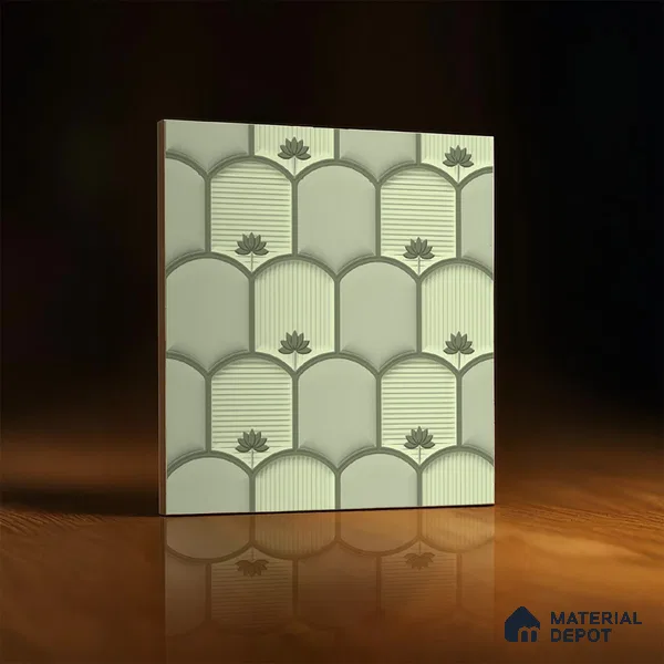 Patterned Wall Tile TL 08502 1 ft x 1 ft Glue Matte Finish Ceramic Tile - 10 mm | Suitable for Living Room, Bedroom, Bathroom & Kitchen | Please Expect a Slight Variation of Pattern
