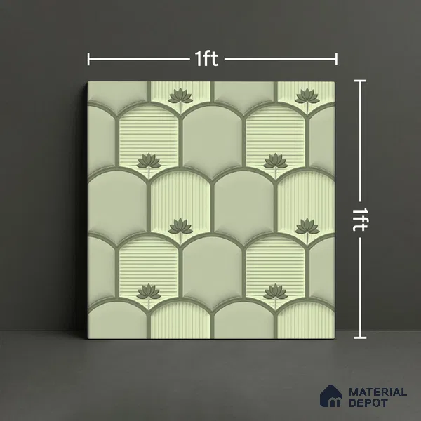 Patterned Wall Tile TL 08502 1 ft x 1 ft Glue Matte Finish Ceramic Tile - 10 mm | Suitable for Living Room, Bedroom, Bathroom & Kitchen | Please Expect a Slight Variation of Pattern