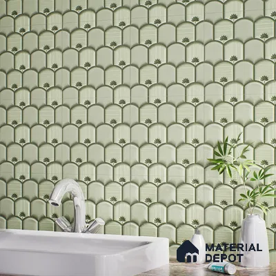 Patterned Wall Tile TL 08502 1 ft x 1 ft Glue Matte Finish Ceramic Tile - 10 mm | Suitable for Living Room, Bedroom, Bathroom & Kitchen | Please Expect a Slight Variation of Pattern