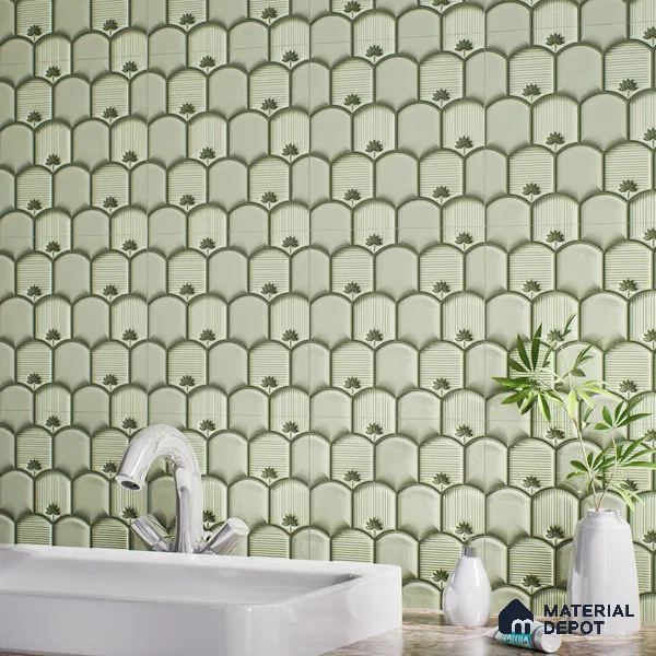 Patterned Wall Tile TL 08502 1 ft x 1 ft Glue Matte Finish Ceramic Tile - 10 mm | Suitable for Living Room, Bedroom, Bathroom & Kitchen | Please Expect a Slight Variation of Pattern
