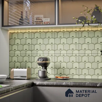 Patterned Wall Tile TL 08502 1 ft x 1 ft Glue Matte Finish Ceramic Tile - 10 mm | Suitable for Living Room, Bedroom, Bathroom & Kitchen | Please Expect a Slight Variation of Pattern