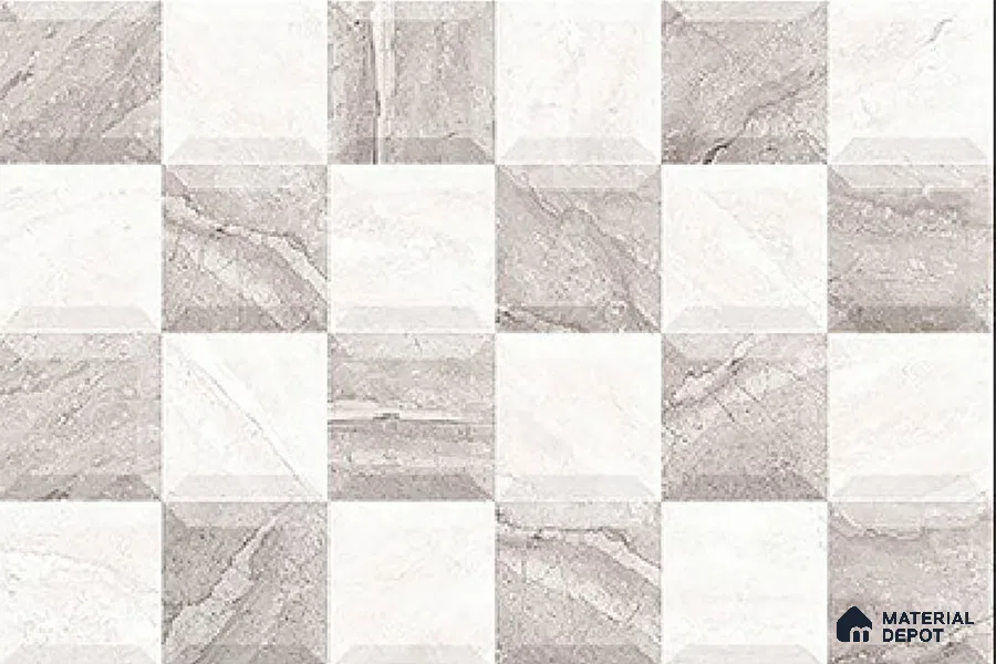 TL 01883 B Greyish White Highlighter 18 x 12 inch Glossy Finish Ceramic Wall Tile - 6 mm