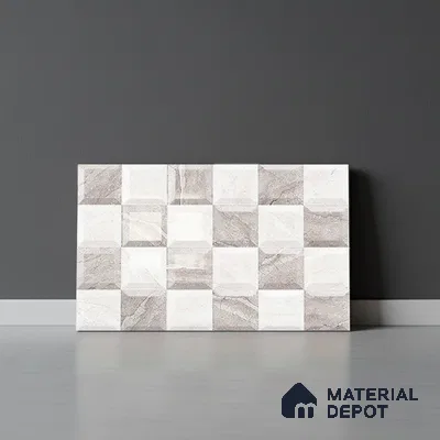 TL 01883 B Greyish White Highlighter 18 x 12 inch Glossy Finish Ceramic Wall Tile - 6 mm