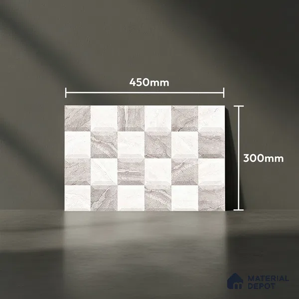 TL 01883 B Greyish White Highlighter 18 x 12 inch Glossy Finish Ceramic Wall Tile - 6 mm