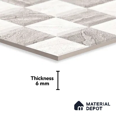 TL 01883 B Greyish White Highlighter 18 x 12 inch Glossy Finish Ceramic Wall Tile - 6 mm