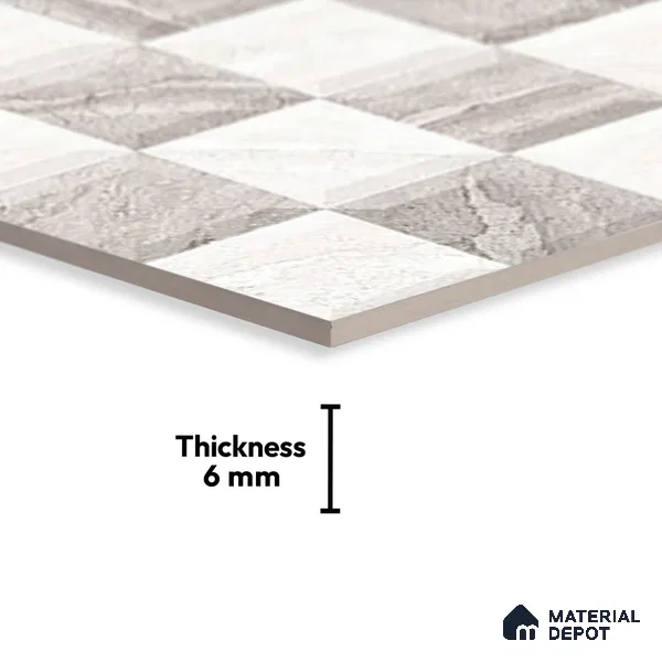 TL 01883 B Greyish White Highlighter 18 x 12 inch Glossy Finish Ceramic Wall Tile - 6 mm