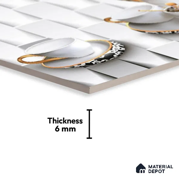 TL 01946 Pearl White  18 x 12 inch Glossy Finish Ceramic Wall Tile - 6 mm