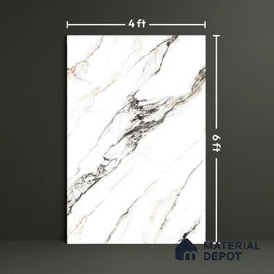 TL 00351 Pearl White 6 ft x 4 ft Glossy Finish Endless Vitrified Wall & Floor Tile - 9 mm | Adhesive and Spacers Must be Used During Installation