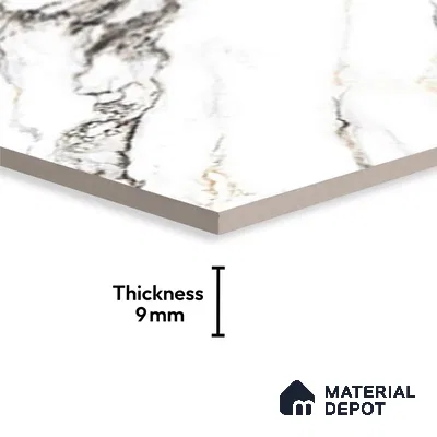 TL 00351 Pearl White 6 ft x 4 ft Glossy Finish Endless Vitrified Wall & Floor Tile - 9 mm | Adhesive and Spacers Must be Used During Installation