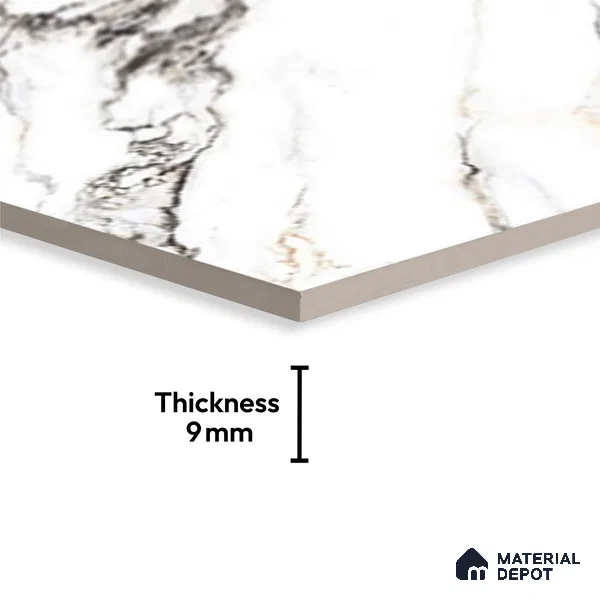 TL 00351 Pearl White 6 ft x 4 ft Glossy Finish Endless Vitrified Wall & Floor Tile - 9 mm | Adhesive and Spacers Must be Used During Installation