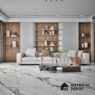 TL 00351 Pearl White 6 ft x 4 ft Glossy Finish Endless Vitrified Wall & Floor Tile - 9 mm | Adhesive and Spacers Must be Used During Installation